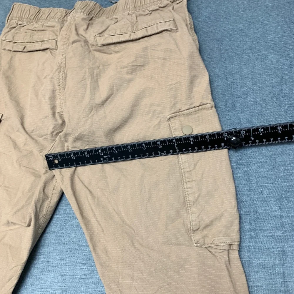 H&M Slim Fit Cargo Pants Mens Small Khaki Ripstop Utility Pocket Hiking Camping